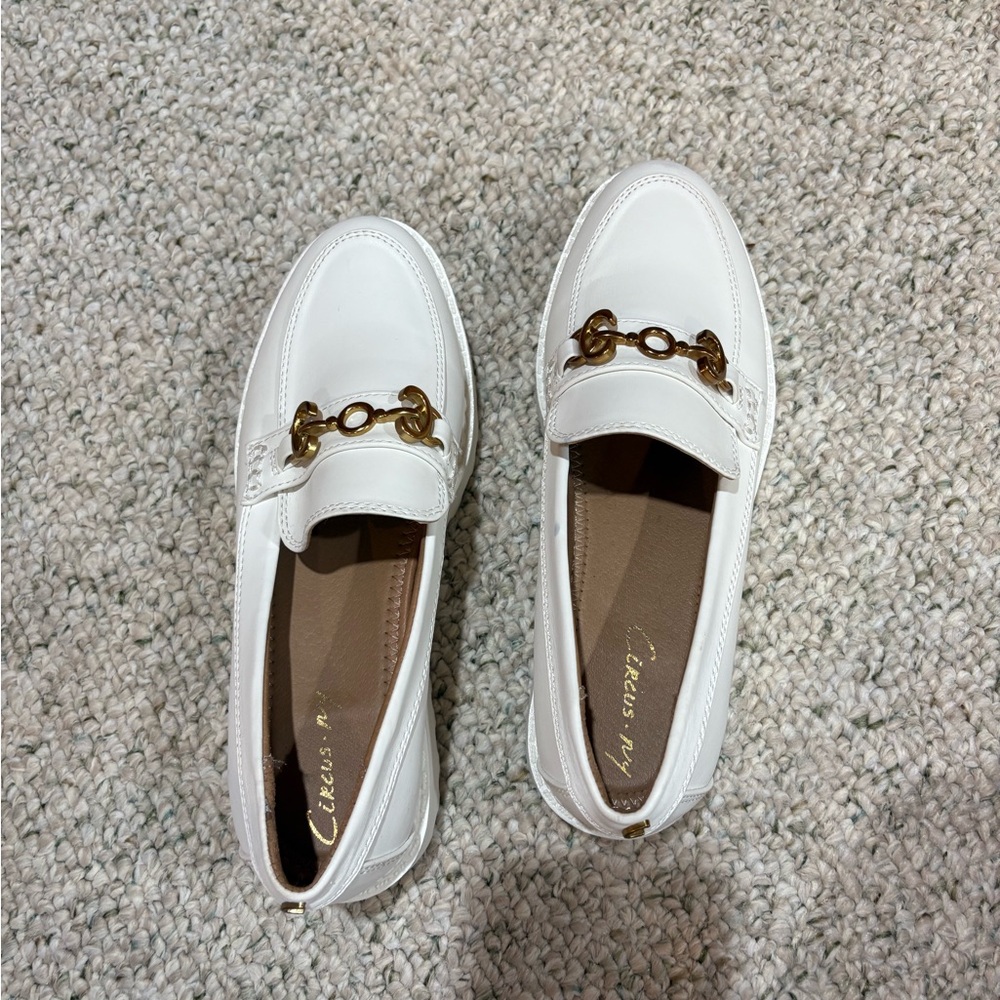 Circus by Sam Edelman White Loafers with Gold Accent - Picture 6 of 7